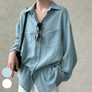 2025年新商品 衬衫 腰部 亚麻混纺 褶边/木耳边 衬衫