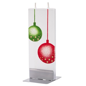 スタンド付キャンドル 無香料 クリスマスオーナメントボール グリーン＆レッド D1605 ギフト