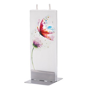 スタンド付キャンドル　無香料　クローバーの花とカラフルな蝶 D18070 ギフト/雑貨/インテリア