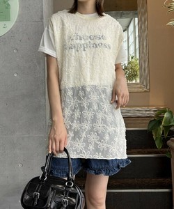【2025春夏新作】フワッとチュールTN 花モチーフシフォンノースリーブチュニック