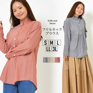 衬衫 新商品 2025年 L尺寸 休闲 竖纹 S尺寸 长衫 衬衫