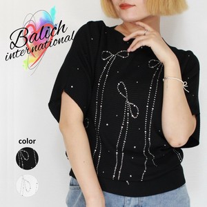 【2025年  新作  トップス】キラキラリボン柄　ドルマンスリーブ　Tシャツ