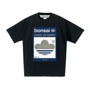 盆栽 和モダン ストリート ブランド ロゴ デザイン classic Navy　スタンダードシルエット Tシャツ　BK