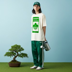 盆栽 和モダン ストリート ブランドロゴ デザイン classic Green×White スタンダードシルエットTシャツ WH