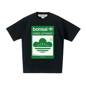 盆栽 和モダン ストリート ブランドロゴ デザイン classic Green×White スタンダードシルエットTシャツ BK