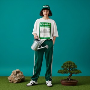 盆栽 和モダン ストリート デザイン ロゴ イベント classic Green×White gray スタンダード Tシャツ WH