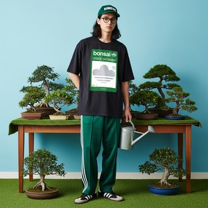 盆栽 和モダン ストリート デザイン ロゴ イベント classic Green×White gray スタンダード Tシャツ BK