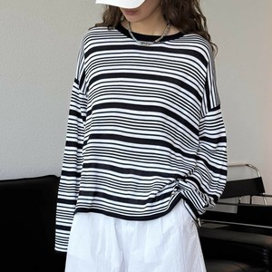 u28588トップス レディース シャツ ストライプ Tシャツ 長袖 2025夏秋新作