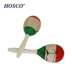 HOSCO(ホスコ)　パーカッション  ウッドマラカス　卵型8.5×27cm　3色  HP-MR-O/TR