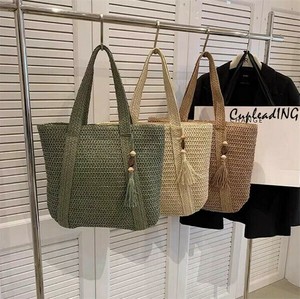 【定番商品】INSスタイル リゾート向け草編みバッグ 大容量 ショルダータイプ 通勤・旅行兼用