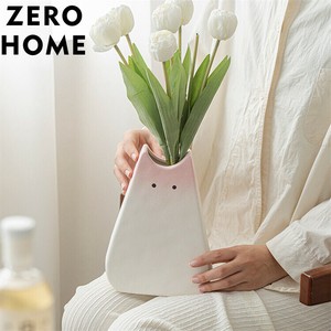 猫モチーフ セラミック花瓶 水耕栽培対応 ダイニング 玄関飾り 手作り陶器