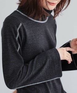 リブラメハイネックカットソー レディース トップス 長袖 ロンT ラメ 大きいサイズ SS AW