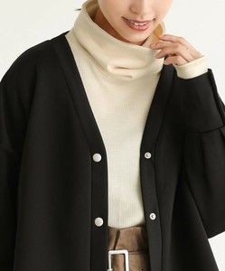 配色ステッチワッフルタートルカットソー レディース トップス 長袖 指穴 ステッチ 大きいサイズ AW