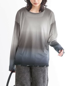 グラデーションプリントメッシュトップス レディース トップス ロンT 長袖 シアー 大きいサイズ SS AW