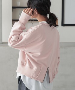 バックジップ配色ステッチスウェット レディース トップス 長袖 タック ステッチ 大きいサイズ SS AW