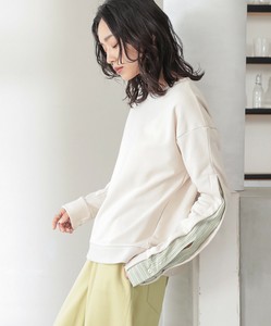 袖ストライプ切替スウェット レディース トップス カットソー 長袖 シャツ切替 大きいサイズ SS AW