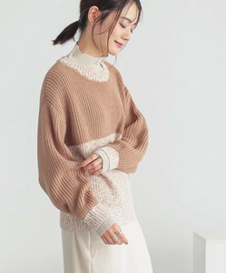 フェイクレイヤードニット レディース トップス ニット 長袖 重ね着風 大きいサイズ SS AW