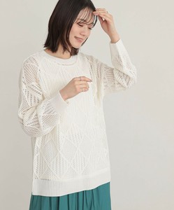 2025新作 透かし編みニット レディース トップス 長袖 サマーニット 重ね着 レイヤード  大きいサイズ SS
