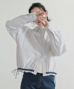 衬衫 Design 女士 褶边/木耳边 竖纹 秋冬