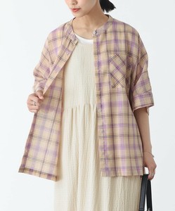 マドラスチェック柄シャツ レディース トップス 半袖 五分袖 大きいサイズ SS