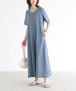 バックリボンワンピース レディース 半袖 ロング マキシ 大きいサイズ SS