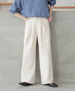 配色ステッチチノパンツ レディース ロングパンツ ワイド タック ウエストゴム 大きいサイズ SS AW