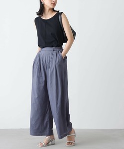 シアータックパンツ レディース ワイドパンツ ロング ウエストゴム 裏地付き 大きいサイズ SS