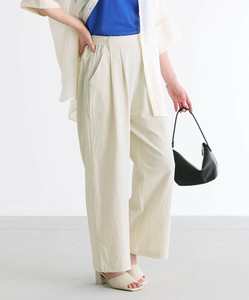 ワイドストレートパンツ レディース ロングパンツ ワイドパンツ 綿 コットン ウエストゴム 大きいサイズ SS