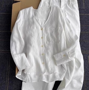 シャツ 長袖 Vネック 無地 快適 レディース ファッション  MBQ2367