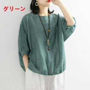 Tシャツ ラウンドネック 半端袖 無地 ゆったり 快適 レディース ファッション  MBQ2371