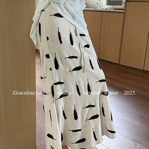 u28637レディース ボトムス ロングスカート 2色 花柄 亜麻 フレンチ  2025夏秋新作