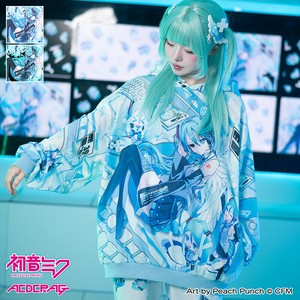连帽衫 初音未来 印花 原宿系 合作 粉彩