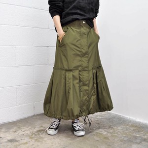 【SALE　即納】ドロストデザインスカート　カーキ　ブラック　バルーン　タックデザイン