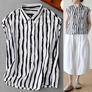 衬衫 新商品 法式袖 波纹 竖纹 衬衫