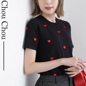 【再入荷】ハート刺繍　半袖ニット　 2025人気 新作 chouchou東京