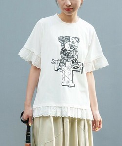 【2025春夏新作】一生懸命TのベアロイドT ベア柄レース半袖プリントTシャツ 接触冷感 速乾 UVカット 1号