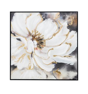 【直送可】アートパネル フラワー×グレー 正方形 92×92cm 花柄 アートフレーム