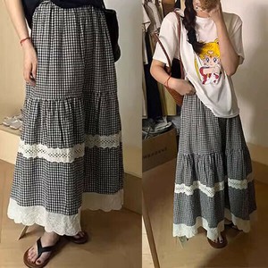 Skirt Check Pattern Long Skirt