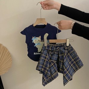 Tシャツ スカート 半袖 花柄 夏 快適 ファッション 子供用   MBQ2426