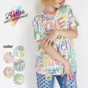 【2025年 新作 トップス】パステルカラー水彩模様Tシャツ