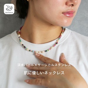 天然珍珠/月光石项链 不锈钢 项链 天然石 休闲 40cm