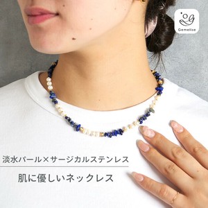 天然珍珠/月光石项链 不锈钢 项链 天然石 休闲 40cm