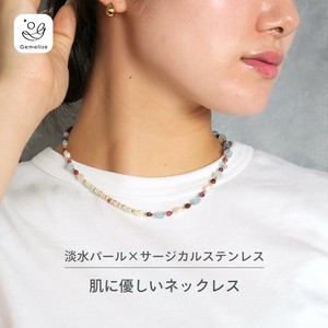 天然珍珠/月光石项链 不锈钢 项链 天然石 休闲 40cm