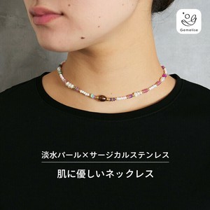 天然珍珠/月光石项链 不锈钢 项链 天然石 休闲 40cm