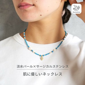 天然珍珠/月光石项链 不锈钢 项链 天然石 休闲 40cm