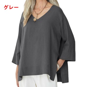 Tシャツ 七分袖 Vネック 無地 ゆったり 快適 レディース ファッション  MBQ2441