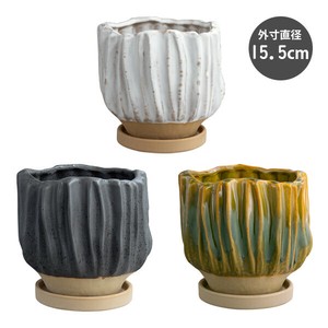 【インテリア鉢／陶器鉢／皿付】BOEX ヴァル 15.5cm