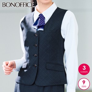 [通年]【レディース】グレンチェック柄Vネックベスト 本物のベーシックを低価格で／ストレッチ・3色