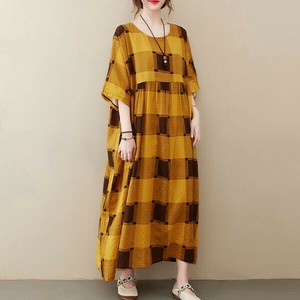 Casual Dress Check Pattern Long Dress