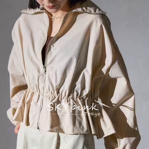 【WEB限定特別価格】ドロストペプラムナイロンブルゾン　 SKYpink東京